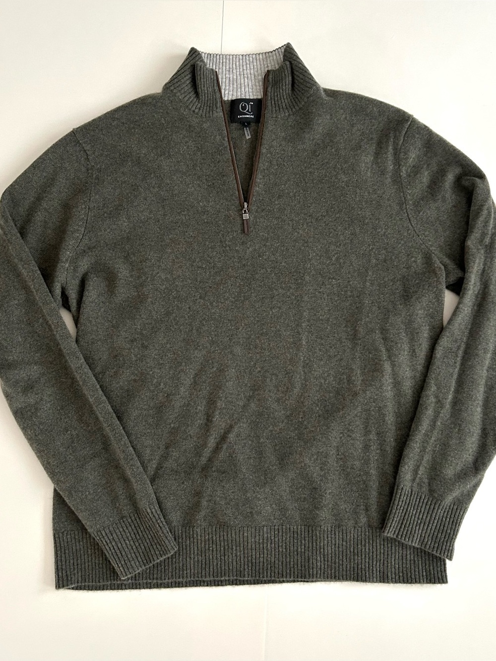 Qi Cashmere Quarter Zip Sweater - Size L - Mens